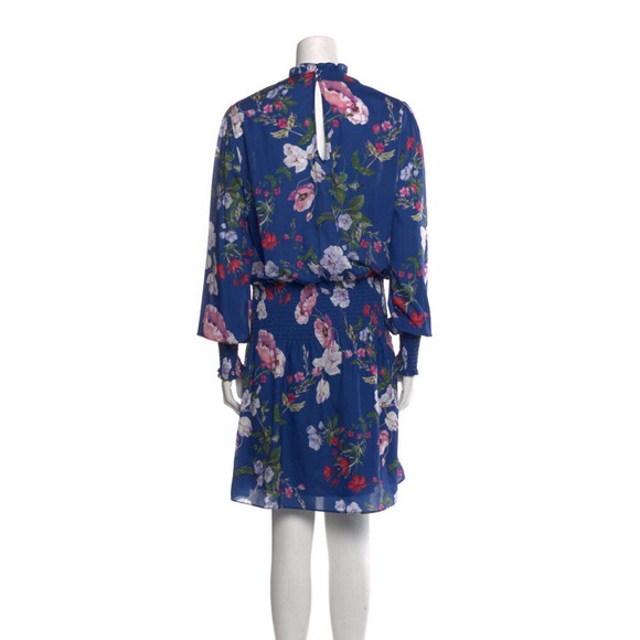 Parker Women’s Blue Floral Dress Large Long Sleeve - Picture 3 of 4